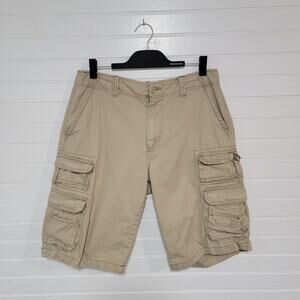 Plugg Cargo Shorts Size 32 Baggy Y2K Casual Streetwear Slouchy Khaki Gorpcore